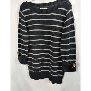 JONESNY/Blue and Silver Striped Pullover Cotton Sweater/Comfy/Classic/Womens XL